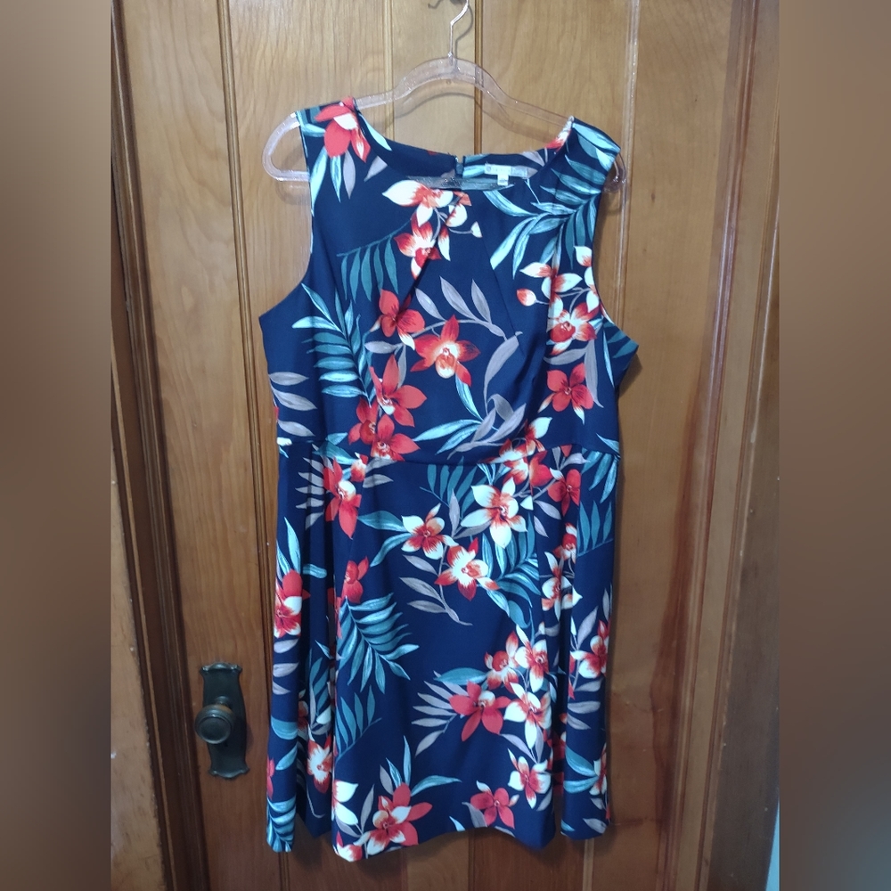 Signature Darby womens tropical floral dress size 18W